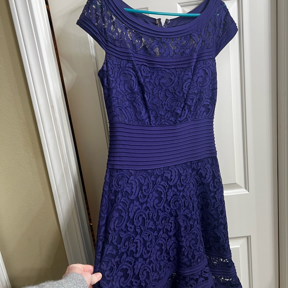 Elegant Lace Dress in Deep Blue